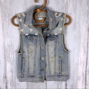 BULLHEAD Distress Denim Slim-Fit Patriotic Vest S